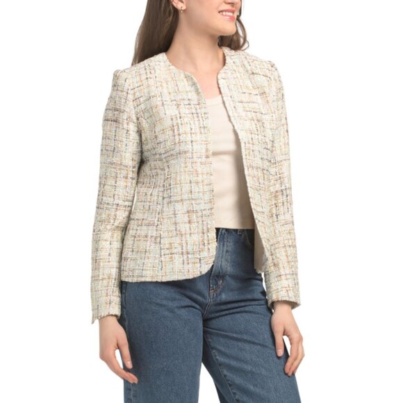 ANNE KLEIN latte Lined Tulip Jacket With Sleeve Slit - Picture 1 of 2